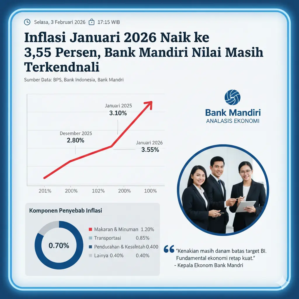 Inflasi Januari 2026 Naik ke 3,55 Persen, Bank Mandiri Nilai Masih Terkendali