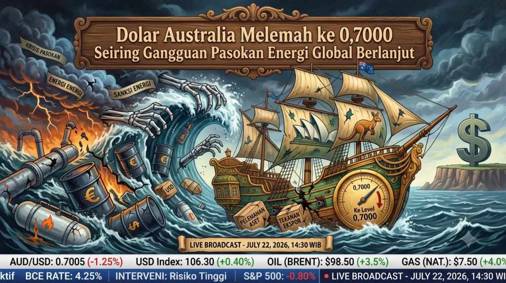Dolar Australia Melemah ke 0,7000 Seiring Gangguan Pasokan Energi Global Berlanjut