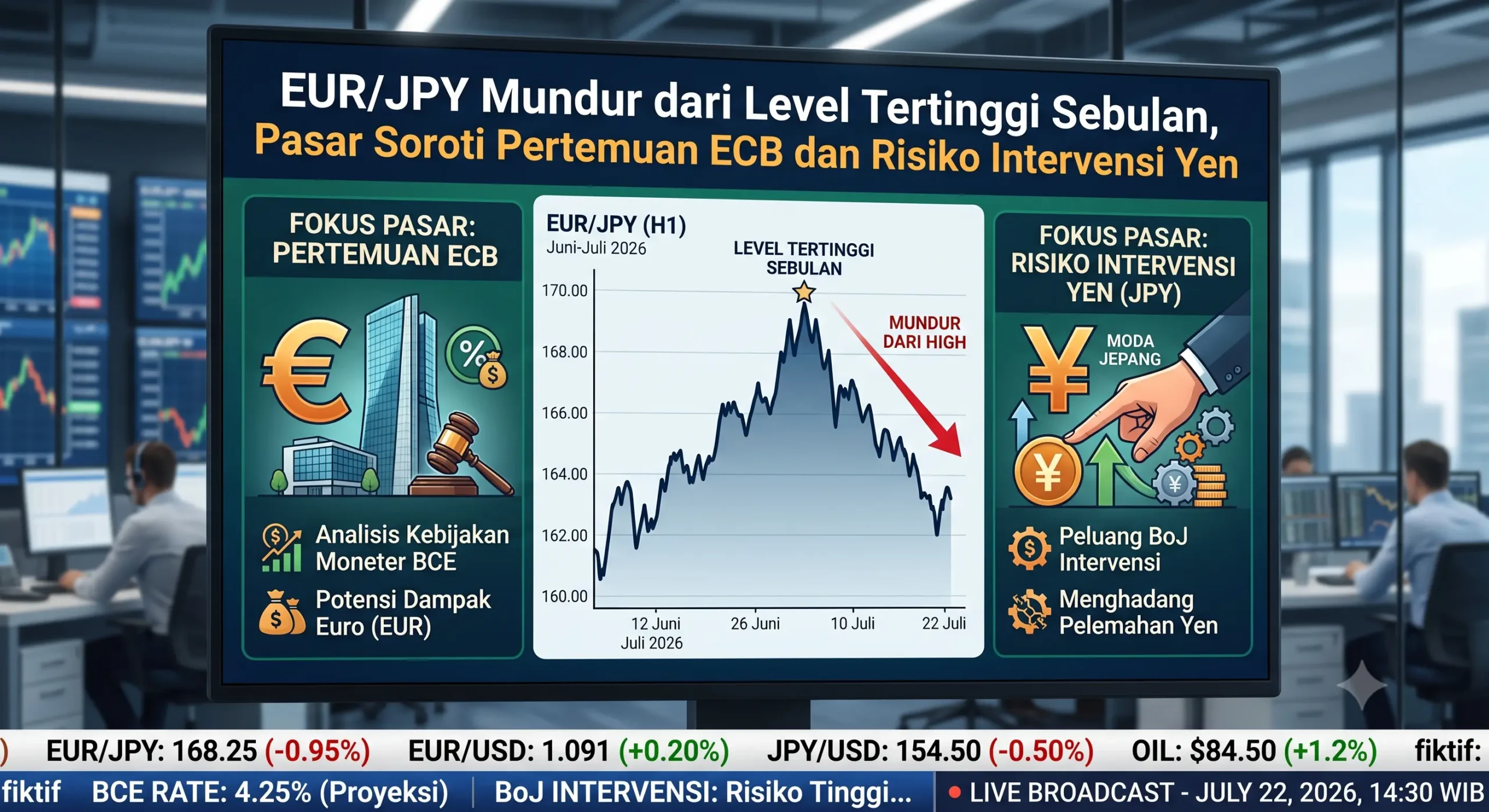 EUR/JPY Mundur dari Level Tertinggi Sebulan, Pasar Soroti Pertemuan ECB dan Risiko Intervensi Yen