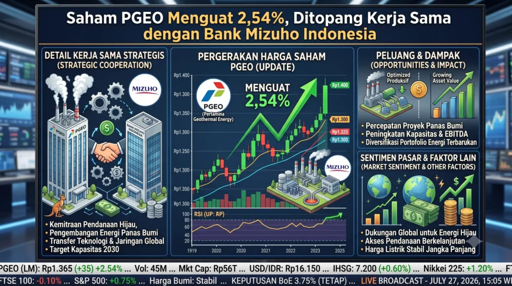 Saham PGEO Menguat 2,54%, Ditopang Kerja Sama dengan Bank Mizuho Indonesia