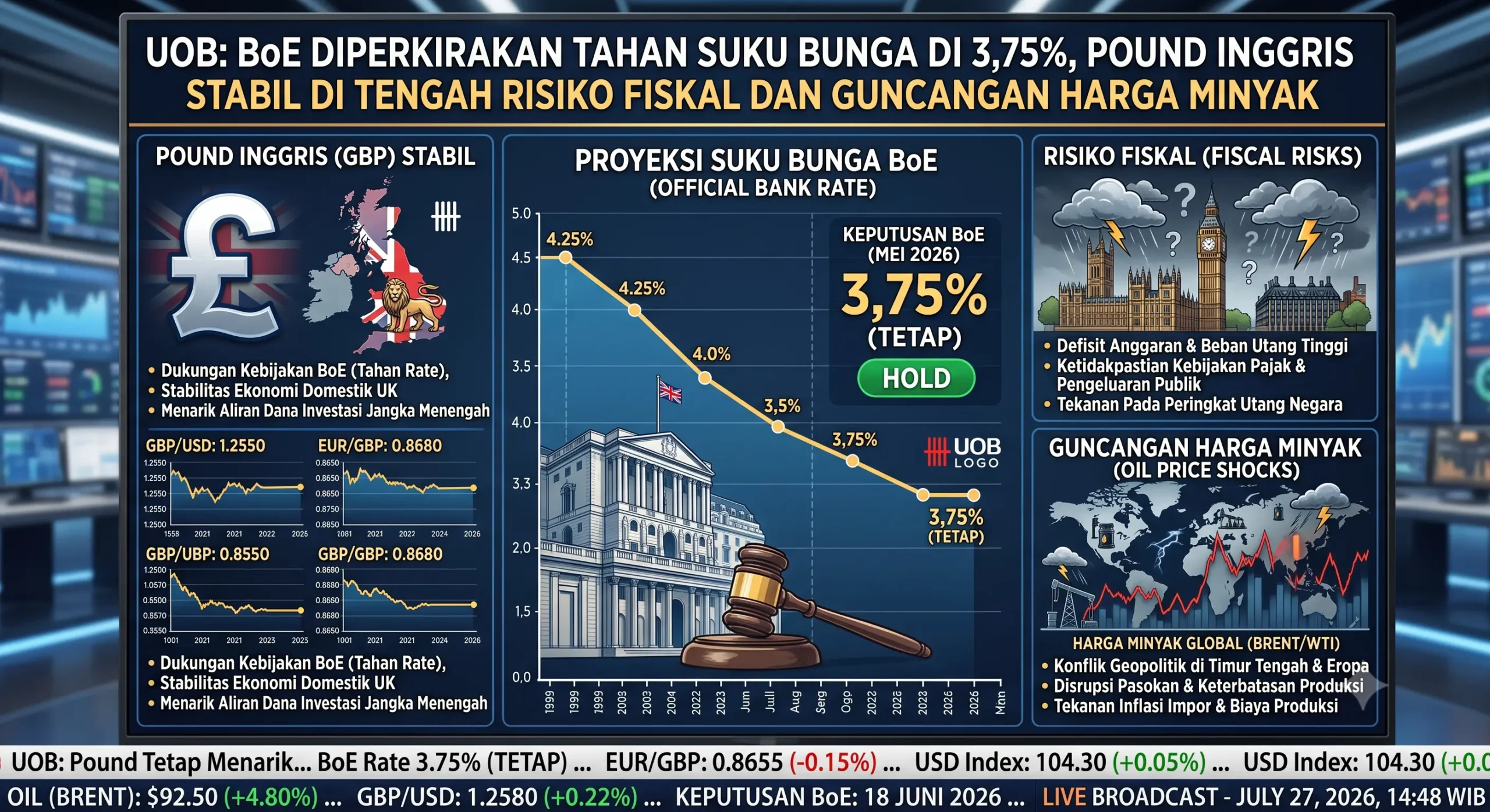 UOB: BoE Diperkirakan Tahan Suku Bunga di 3,75%, Pound Inggris Stabil di Tengah Risiko Fiskal dan Guncangan Harga Minyak