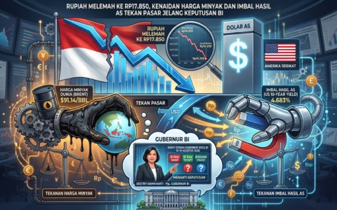 Rupiah Melemah ke Rp17.850, Kenaikan Harga Minyak dan Imbal Hasil AS Tekan Pasar Jelang Keputusan BI