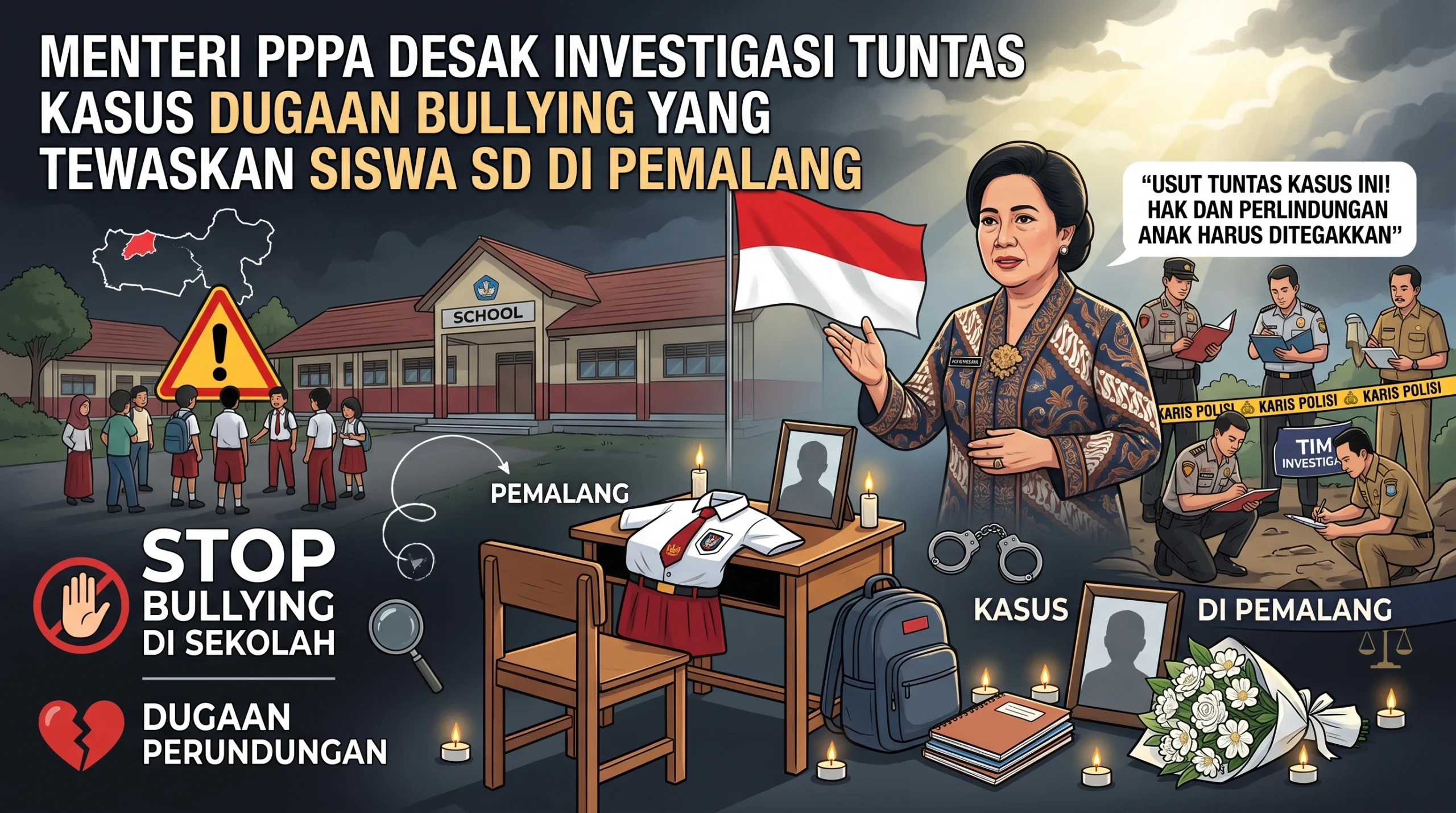 Menteri PPPA Desak Investigasi Tuntas Kasus Dugaan Bullying yang Tewaskan Siswa SD di Pemalang