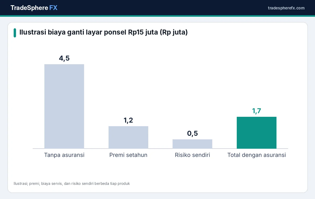 Ilustrasi biaya klaim layar retak dengan dan tanpa asuransi gadget