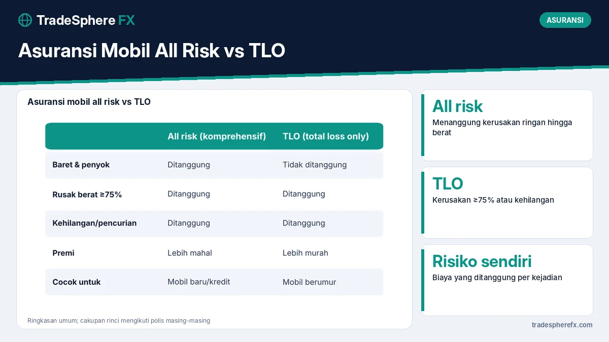 Asuransi Mobil All Risk vs TLO: Perbedaan Perlindungan, Contoh Klaim, dan Cara Memilih Sesuai Usia Mobil