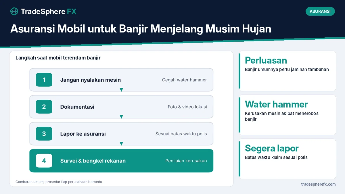 Asuransi Mobil untuk Banjir Menjelang Musim Hujan: Mengapa Perlu Perluasan Jaminan, Apa yang Tidak Ditanggung, dan Cara Klaim