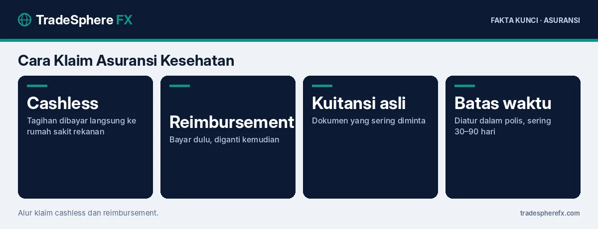 Fakta kunci: Cara Klaim Asuransi Kesehatan: Cashless vs Reimbursement, Dokumen, dan Penyebab Klaim Ditolak