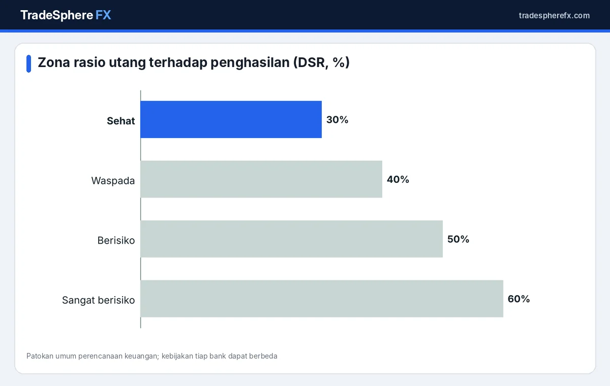 Grafik zona aman rasio utang terhadap penghasilan bulanan