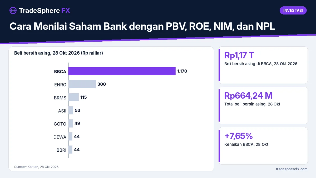 Cara Menilai Saham Bank dengan PBV, ROE, NIM, dan NPL: Belajar dari Asing yang Memborong BBCA