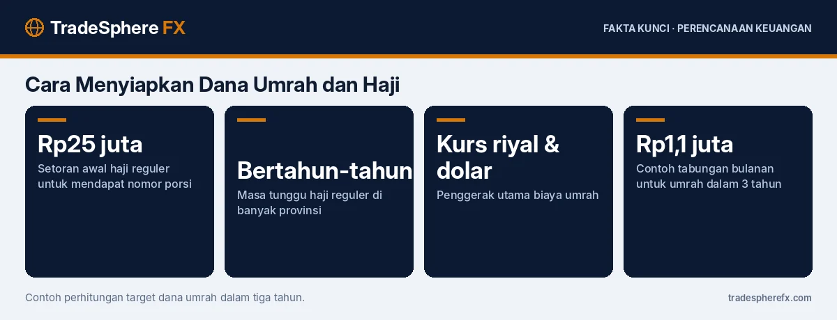 Fakta kunci: Cara Menyiapkan Dana Umrah dan Haji: Setoran Awal, Masa Tunggu, dan Hitungan Menabung