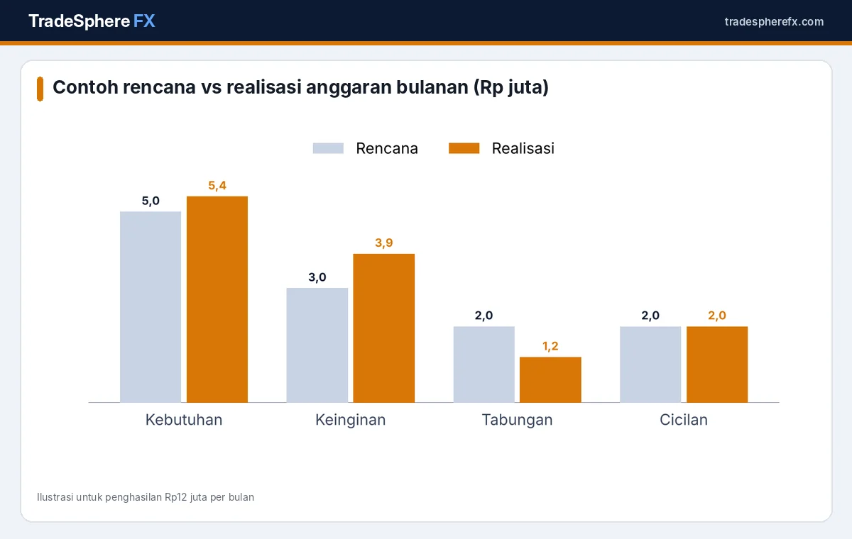 Grafik contoh realisasi anggaran tahunan dibanding rencana