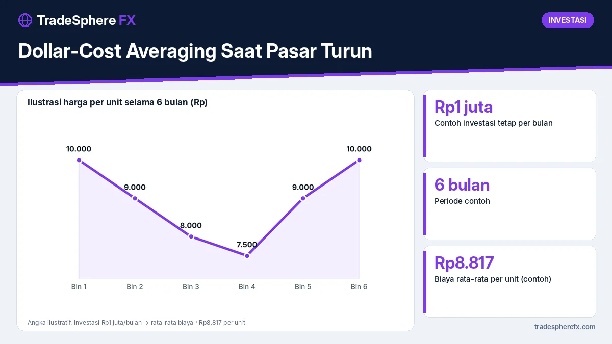 Dollar-Cost Averaging Saat Pasar Turun: Cara Kerja, Contoh Hitungan, dan Batasannya