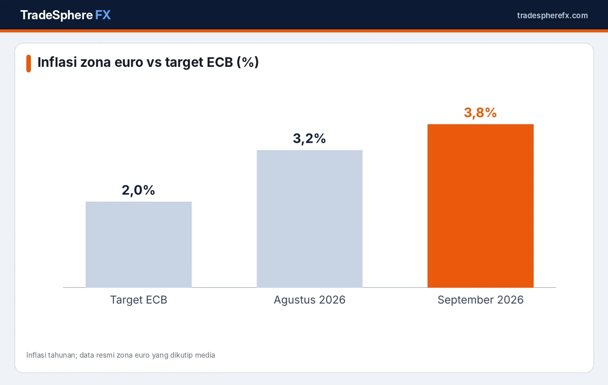 Grafik inflasi zona euro Agustus dan September 2026 dibanding target ECB