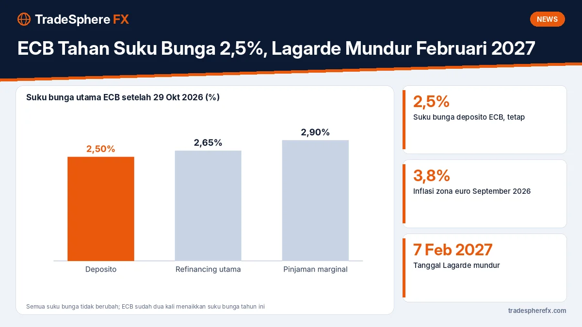 ECB Tahan Suku Bunga 2,5%, Lagarde Mundur Februari 2027: Dampak ke Euro dan Indonesia