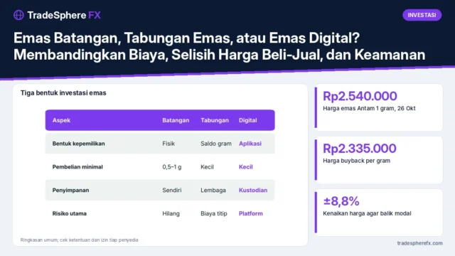Emas Batangan, Tabungan Emas, atau Emas Digital? Membandingkan Biaya, Selisih Harga Beli-Jual, dan Keamanan