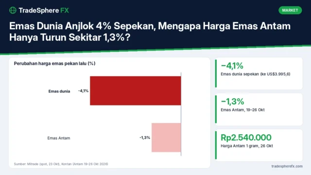 Emas Dunia Anjlok 4% Sepekan, Mengapa Harga Emas Antam Hanya Turun Sekitar 1,3%?