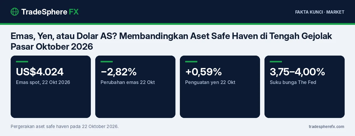 Fakta kunci: Emas, Yen, atau Dolar AS? Membandingkan Aset Safe Haven di Tengah Gejolak Pasar Oktober 2026