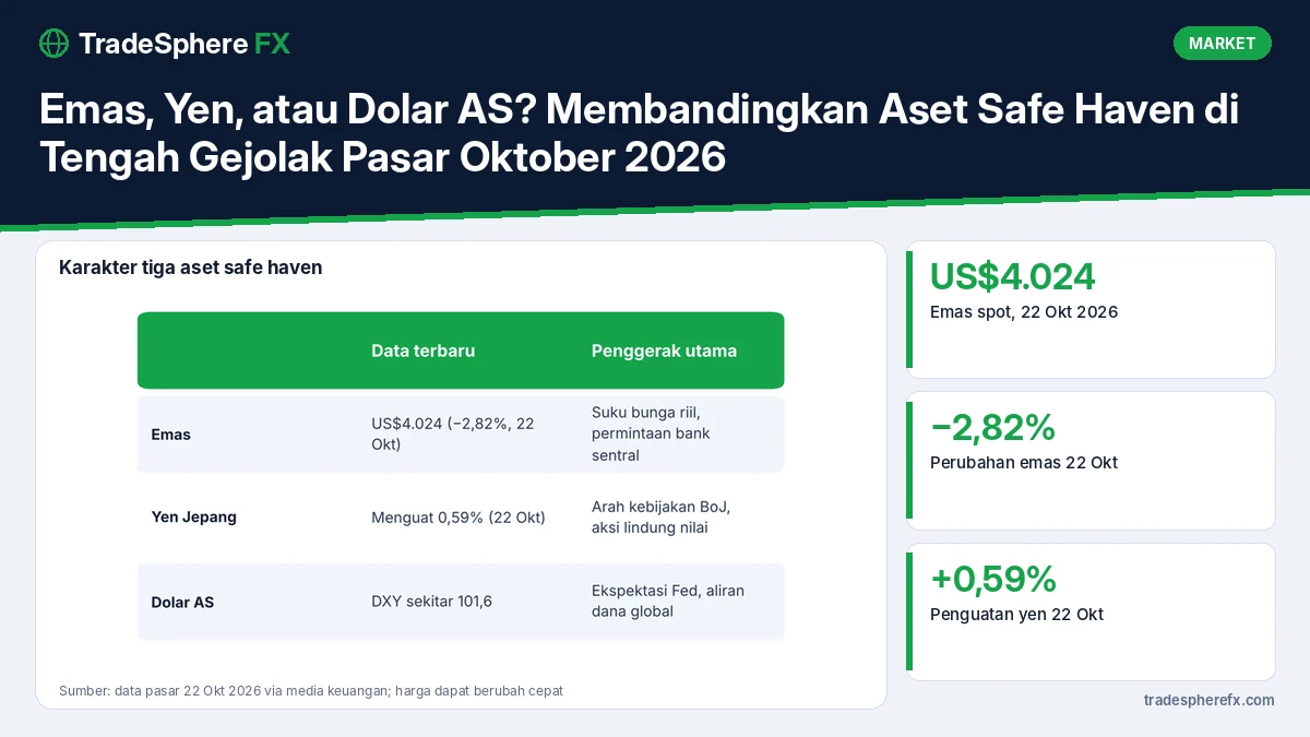 Emas, Yen, atau Dolar AS? Membandingkan Aset Safe Haven di Tengah Gejolak Pasar Oktober 2026