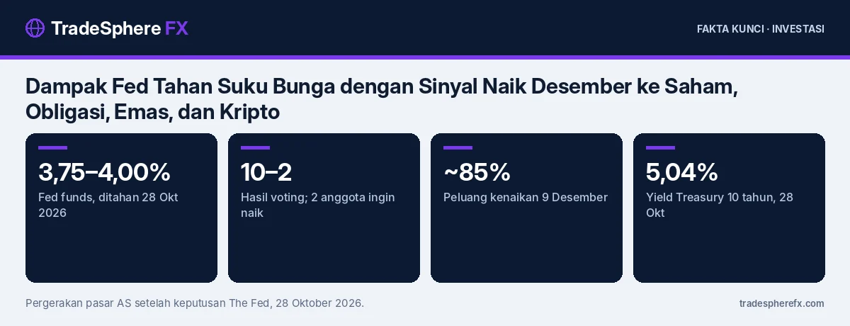 Fakta kunci: Dampak Fed Tahan Suku Bunga dengan Sinyal Naik Desember ke Saham, Obligasi, Emas, dan Kripto