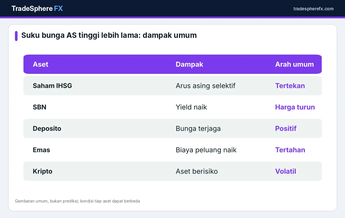 Matriks dampak suku bunga tinggi terhadap berbagai kelas aset