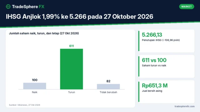 IHSG Anjlok 1,99% ke 5.266 pada 27 Oktober 2026: 611 Saham Turun, Asing Jual Rp651 Miliar, dan IHSG Sudah Turun 39% Sejak Awal Tahun