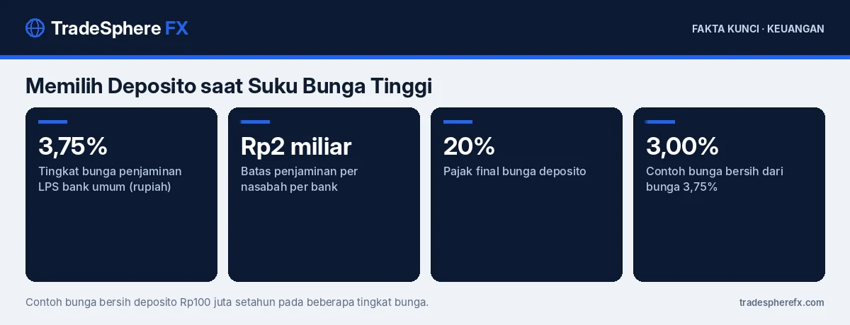 Fakta kunci: Memilih Deposito saat Suku Bunga Tinggi: Batas Penjaminan LPS, Pajak 20%, dan Bunga Bersih