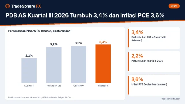 PDB AS Kuartal III 2026 Tumbuh 3,4% dan Inflasi PCE 3,6%: Dampaknya ke Suku Bunga dan Rupiah