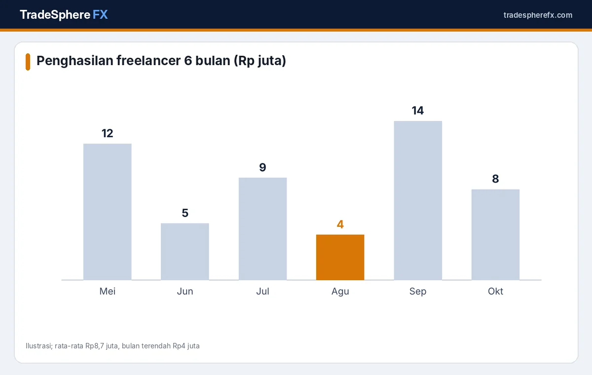 Grafik penghasilan freelancer yang naik turun dibanding gaji pribadi tetap
