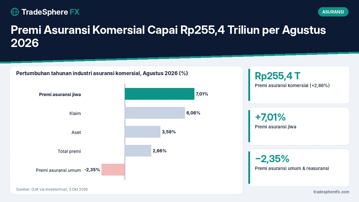 Premi Asuransi Komersial Capai Rp255,4 Triliun per Agustus 2026: Asuransi Jiwa Tumbuh 7%, Asuransi Umum Turun 2,35%