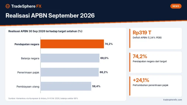 Realisasi APBN September 2026: Defisit Rp319 Triliun atau 1,24% PDB, Penerimaan Pajak Tumbuh 24,1% Berkat Coretax