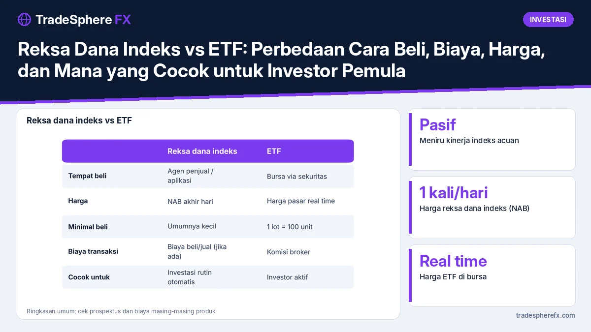 Reksa Dana Indeks vs ETF: Perbedaan Cara Beli, Biaya, Harga, dan Mana yang Cocok untuk Investor Pemula