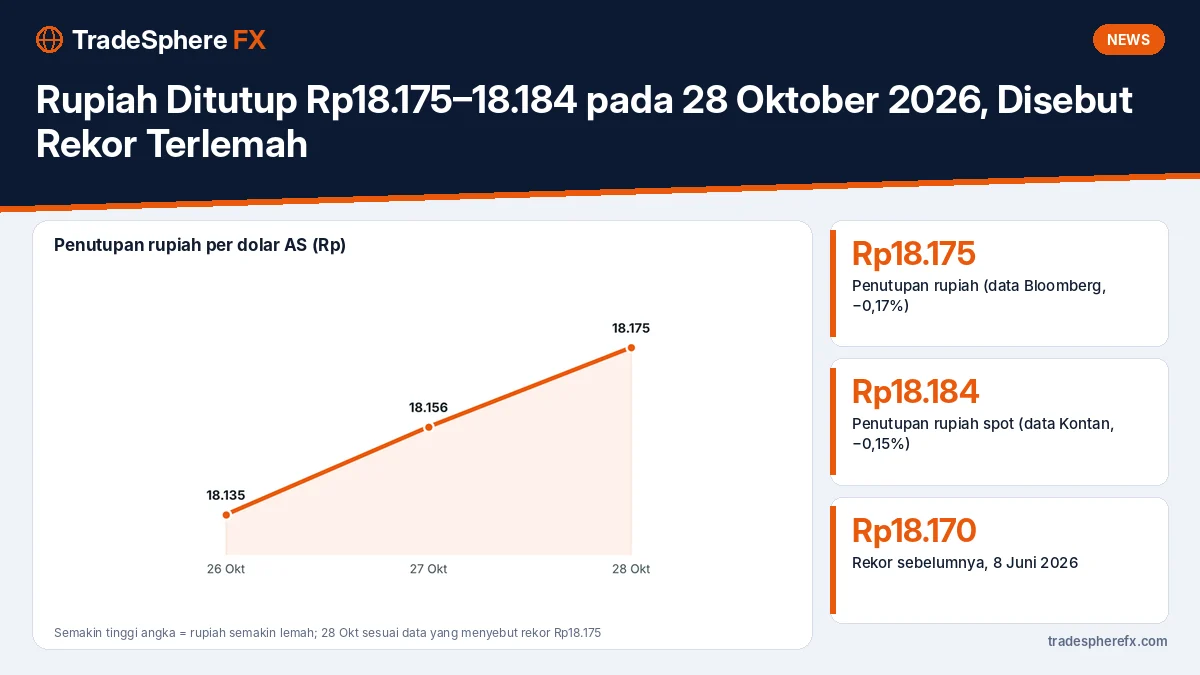 Rupiah Ditutup Rp18.175–18.184 pada 28 Oktober 2026, Disebut Rekor Terlemah: Ini Penyebabnya
