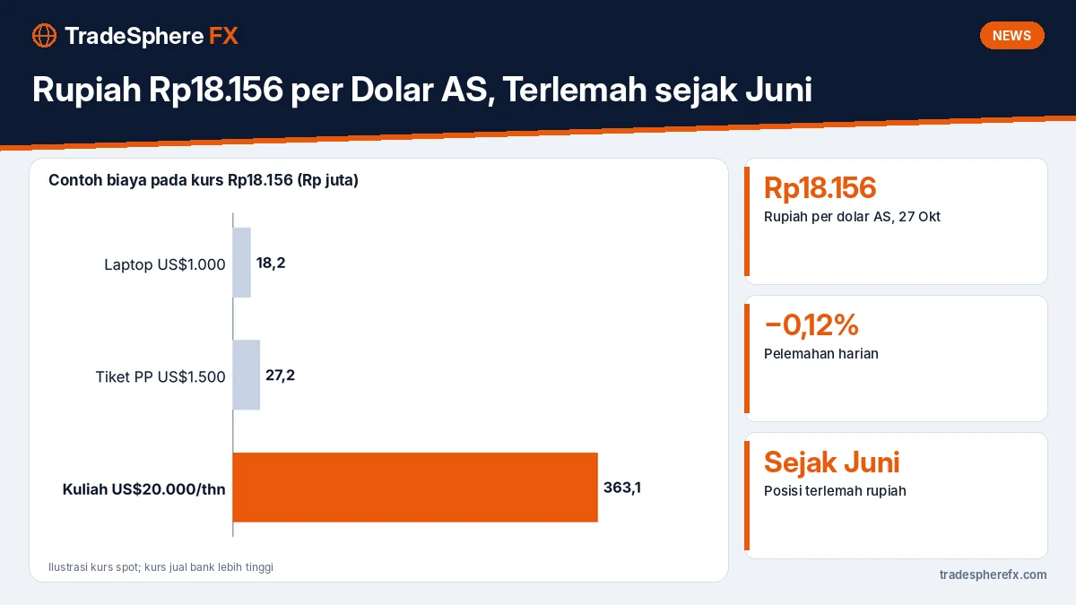 Rupiah Rp18.156 per Dolar AS, Terlemah sejak Juni: Dampaknya ke Harga Gadget, Tiket Pesawat Luar Negeri, dan Biaya Kuliah di Luar Negeri