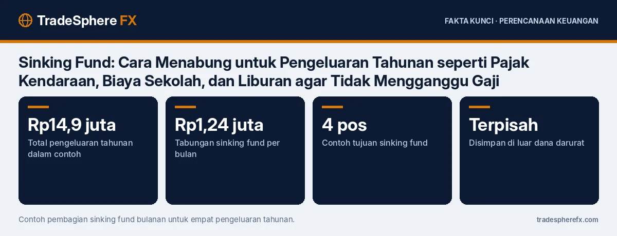 Fakta kunci: Sinking Fund: Cara Menabung untuk Pengeluaran Tahunan seperti Pajak Kendaraan, Biaya Sekolah, dan Liburan agar Tidak Mengganggu Gaji