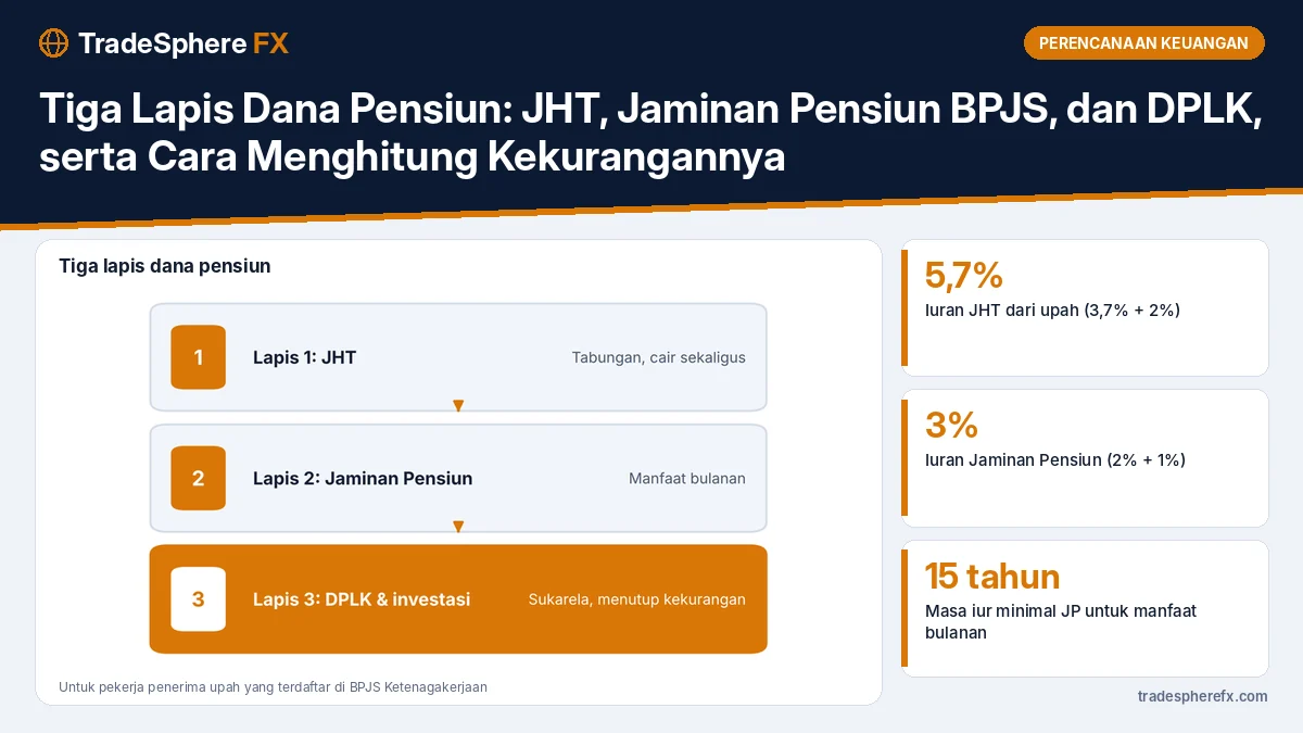 Tiga Lapis Dana Pensiun: JHT, Jaminan Pensiun BPJS, dan DPLK, serta Cara Menghitung Kekurangannya